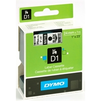 Dymo D1 Labeltape - 24mm x 7m - sort på hvid tape
